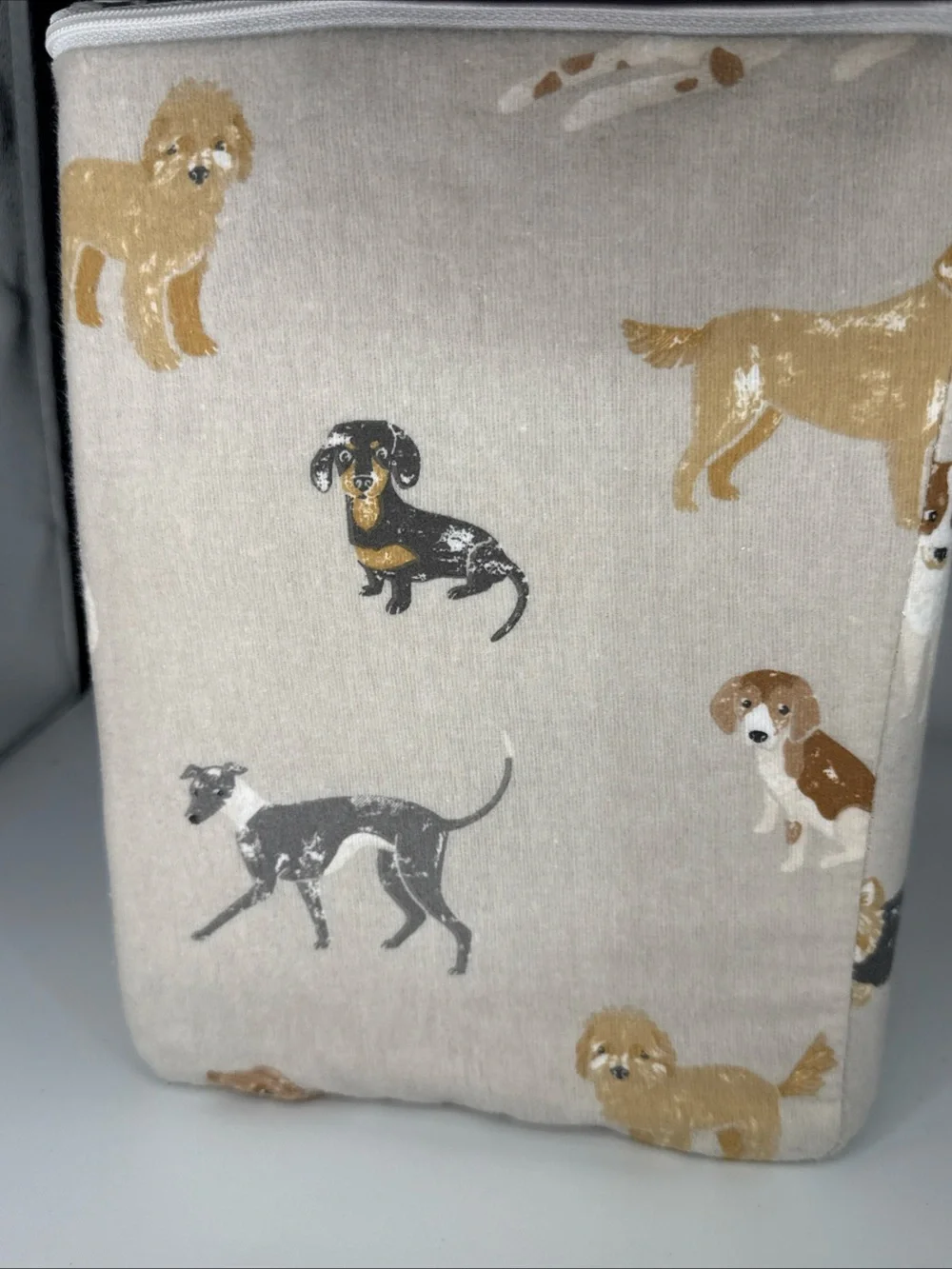$90 Cuddl Duds Flannel DOG Doodle QUEEN Sheet Set Neutral Dogs Print 17